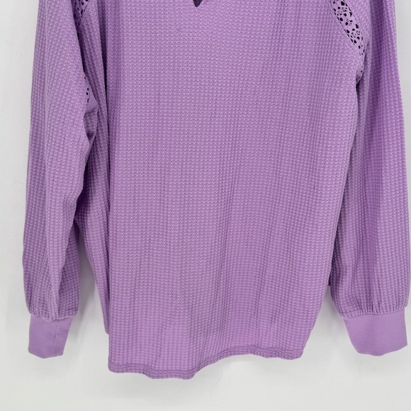 Torrid Purple Waffle Lace Inset Notch Neck Knit Top 2 2X 18-20 Crocus Petal NEW - Picture 3 of 13